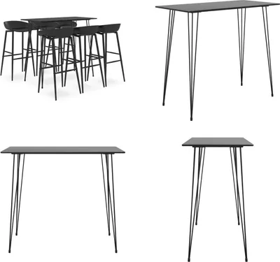 Produktbild von vidaXL 7 tlg. Bar Set Schwarz - Bar-Set - Bar-Sets - Bartisch Mit Barhocker - Bartische Mit Barhocker