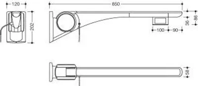 Produktbild von HEWI 802.50.46760 SD Stützklappgriff Basic,850 mm,rechts