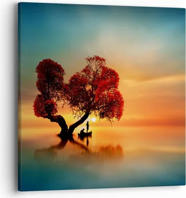 Produktbild von Bild auf Leinwand - Leinwandbild - See Natur Nacht - 40x40cm - Wand Bild - Wanddeko - Wandbilder - Leinwanddruck - Bilder - Kunstdruck - Wanddekoration - Leinwand bilder - Wandkunst - AC40x40-3458