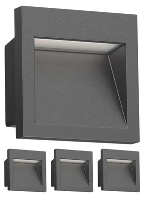 Imagen del producto de ledscom.de, 4 focos empotrables LED NOLA, foco para exteriores, IP54, color antracita mate, 90 x 90 mm, luz blanca cálida