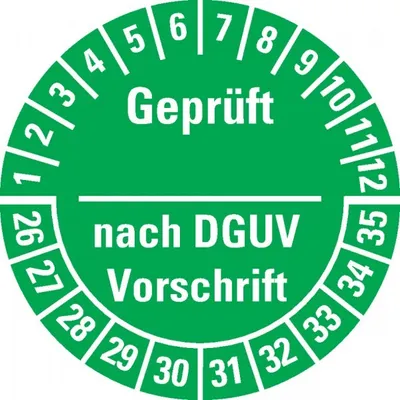 Produktbild von Dreifke® Prüfplakette  nach DGUV Vorschrift 26-35, grün, Dokufolie, Ø ...