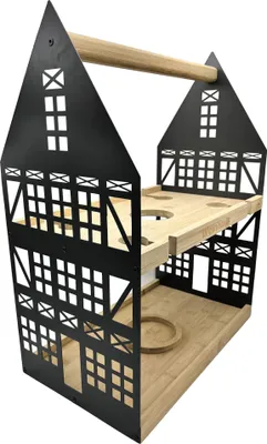 Produktbild von UNUS® Etagere Weinhaus 2 Etagen mit Griff Serviertablett aus Holz und Metall