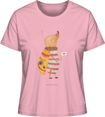 Produktbild von Mr. & Mrs. Panda Damen Oberteil Nachtfalter Fähnchen Größe L - Baumwolle Pink - Geschenk, Spruch Witzig, Käfer, Süß, Sommershirt, Lustige Sprüche, Lustig, Baumwoll T-Shirt