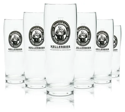 Produktbild von 6x Franziskaner Bier Glas 0,5l Kellerbier Willi Becher Gläser Brauerei Beer Hefe