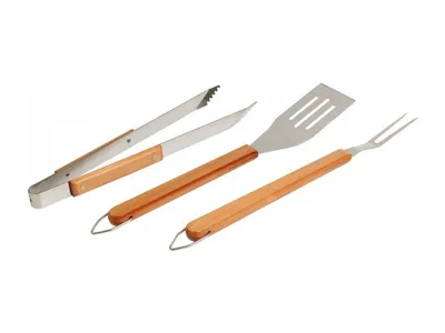 Obrázek produktu pro Somagic, Sada 3 ks nerezového grilovacího náčiní s dřevěnou rukojetí (kleště 40 cm + obracečka 44 cm + vidlice 44 cm)