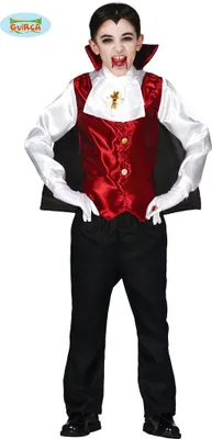 A child wearing a vampire costume.