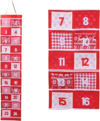Produktbild von Adventskalender Filz 170 cm Kalender Weihnachten Nikolaus zum Befüllen wiederverwendbar Stoff , Farbe:Rot