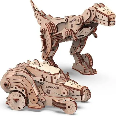 Productafbeelding van Houten dinosaurus speelset - Creatief speelgoed - Nauwkeurig - 11,2 x 29 x 16,3 cm