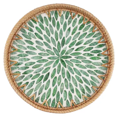 Obrázek produktu pro Dekorativní podnos z ratanu, kulatý, průměr 30 cm