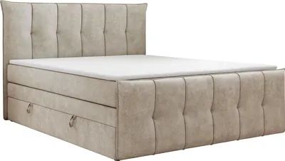 Produktbild von KSHOMECONCEPT Boxspringbett 180x200 cm, Bett mit Bettkasten und Pocketmatratze und Topper, SUPREME, Beige
