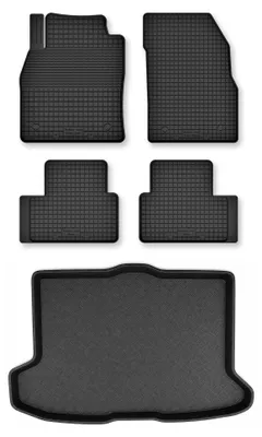 Image de Tapis en caoutchouc + bac de coffre pour Volvo C30 2006-2012 (coffre standard) – 5 pièces, noirs, semi-universel, adapté