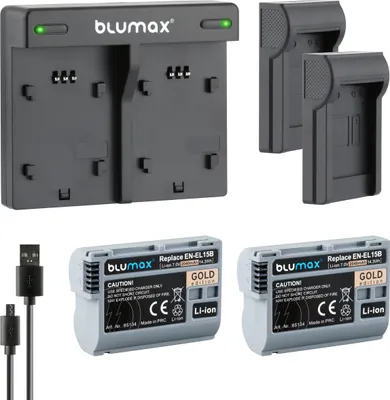 Produktbild von 2x Akku + Lader für Nikon EN-EL15B  A/B/C  Z5 Z6 Z7 II  D7500 2040 mAh 7,0V