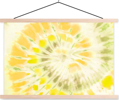 Produktbild von MuchoWow® Textilposter Sommer - Gelb - Grün 120x80 cm mit holzfarbenen Rahmen - Aufhängeset