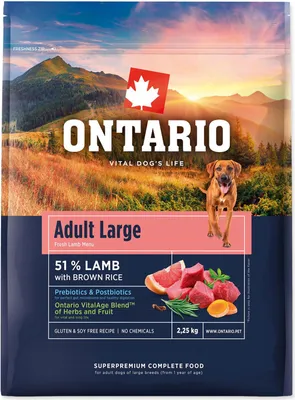 Imagen del producto de Alimento para perros adultos de raza grande, sabor a cordero y arroz integral, Ontario, 2,25 kg