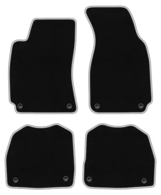 Obrázek produktu pro Velurové autokoberce pro: Skoda Superb I 2001-2008 (sedan) – sada 4 ks, černo-stříbrné, na míru – Wielganizator CARLUX