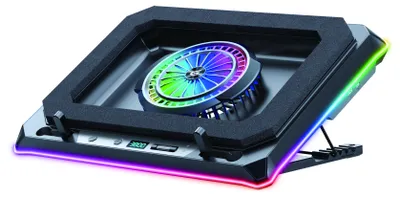 Produktbild von Conceptronic THYIA04B Gaming Laptop-Kühlpad mit RGB, versiegeltem Schaumdesign und Smartphone-Halter, 48,3 cm (19"), 15 kg, 1 Stück(e), 13 cm, 1700 RPM, Schwarz