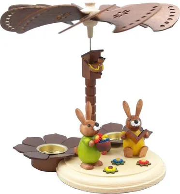 Produktbild von Osterdekoration Pyramide mit Hasen und Vogelhaus BxHxT 26x25x26cm NEU