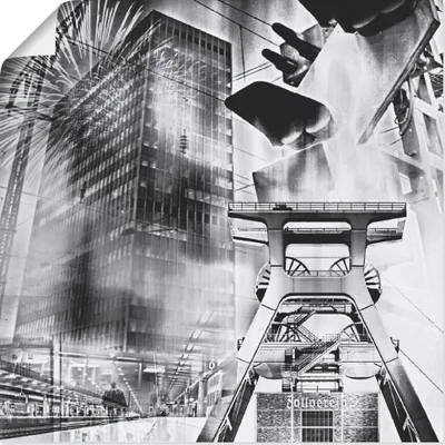 Produktbild von ARTland Poster Essen Skyline Abstrakte Collage III Größe: 70x70 cm