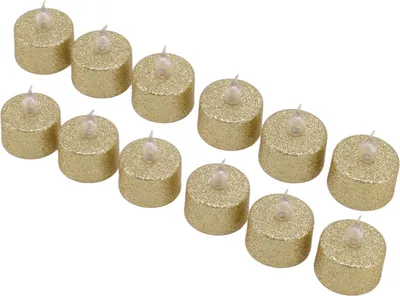 Image de Bougie LED sans flamme fonctionnant sur piles pour Noël, mariage, 12 pièces or