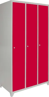 Produktbild von MonsterShop - 3 x breiter Fächerschrank Umkleideschrank Schließfachschrank Spind Garderobenschrank Stahlspind Stahlschrank Aufbewahrungsschrank Schrank Locker 180cm H x 90cm L x 50cm B Rot