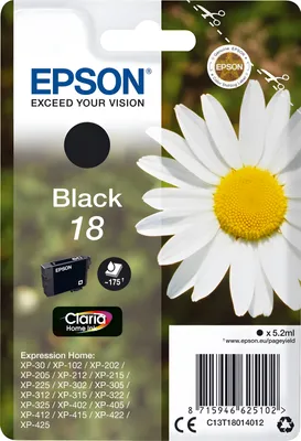 Zdjęcie produktu dla EPSON Wkłady atramentowe do drukarek Epson czarny, 175 stron, C13T18014012