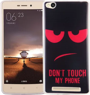 Produktbild von Handy Hülle für Xiaomi Redmi 3 Cover Case Schutz Tasche Motiv Slim Silikon TPU Dont Touch my Phone Rot