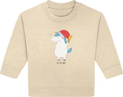Produktbild von Mr. & Mrs. Panda Organic Baby Pullover Einhorn Weihnachtsmann 6. - 12. Monat - Natural Raw - Geschenk, Nikolaus, Gin, Einhörner, Unicorn, Bullover, Schokolade