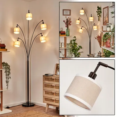 Produktbild von Schiavonea Stehlampe aus Metall/Stoff in Schwarz/Chromfarben/Beige/Weiß