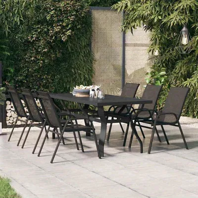 Zdjęcie produktu dla Stół ogrodowy 180x80x70 cm – Czarny, aluminium – Nowoczesny stół do jadalni na zewnątrz i na taras