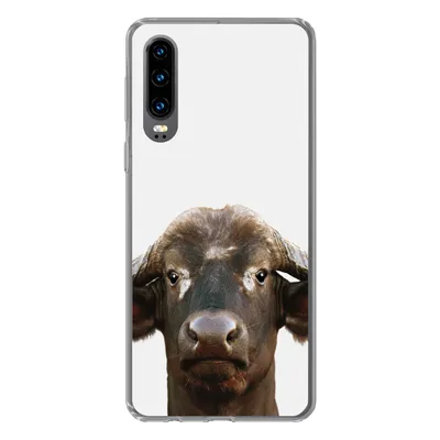 Produktbild von MuchoWow® Handyhülle Schutzhülle Hülle für Huawei P30 Büffel - Wasserbüffel - Kopf - Kuh - Hörner - Jungen - Mädchen Silikon Softcase Handy Hülle - Kartenbesitzer