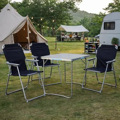4-teiliges Campingmöbel Set Alu mit Tragegriff Camping L70xB50xH59cm