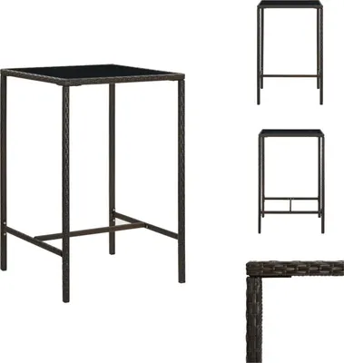 Image de vidaXL Table de bar de jardin marron 70x70x110 cm Poly rotin et verre - Tables de jardin