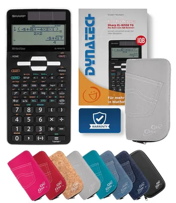 Produktbild von Sharp EL-W550TG Taschenrechner mit Schutztasche hellgrau und Fachbuch