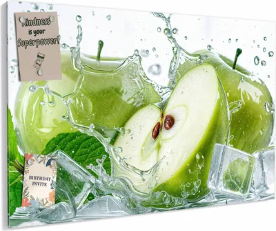 Produktbild von Magnettafel 60x40cm magnetisch & beschreibbar Metall-Board - Frische Äpfel Splash