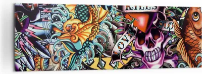 Produktbild von Bild auf Leinwand - Leinwandbild - Graffiti modern - 160x50cm - Wand Bild - Wanddeko - Wandbilder - Leinwanddruck - Bilder - Kunstdruck - Wanddekoration - Leinwand bilder - Wandkunst - AB160x50-3759