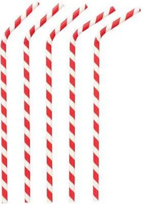 Produktbild von 1000 Trinkhalme Papier Ø 6 mm · 22 cm rot/weiss "Stripes" flexibel