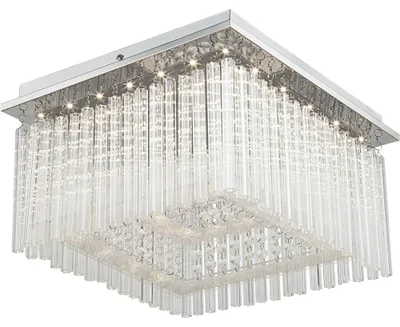 Produktbild von LED Deckenlampe, Chrom, Glasstäbe, Kristalle, klar