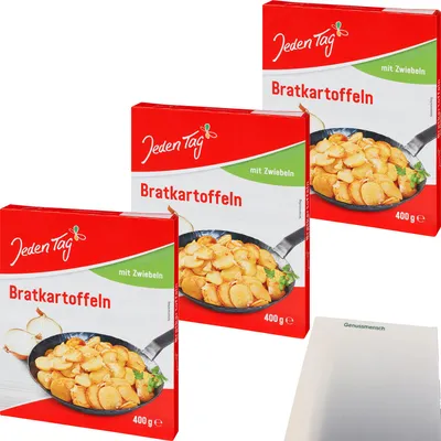Produktbild von Jeden Tag Bratkartoffeln mit Zwiebeln 3er Pack (3x400g Packung) + usy Block
