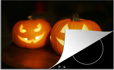 Produktbild von KitchenYeah© Herdabdeckplatte Halloween-Kürbisse , 78x52cm, Küche Deko, Glaskeramikkochfeld Herdabdeckung, Abdeckplatte fùr Kochfeld