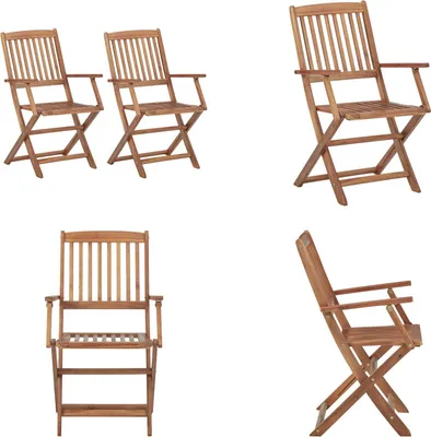 Produktbild von vidaXL Klappbare Gartenstühle 2 Stk. Massivholz Akazie - Gartenstuhl - Gartenstühle - Stuhl - Stühle