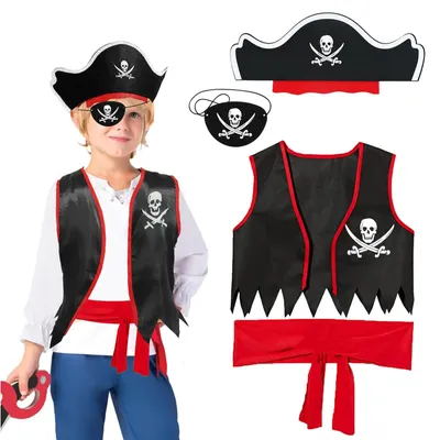 Imagen del producto de Disfraces de pirata para niños, set de 4 piezas, para juegos de rol, para niños