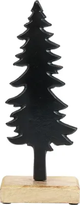 Produktbild von Rustikale Weihnachtsdeko Tannenbaum Holz Metall Tischdekoration Natur Schwarz H27cm