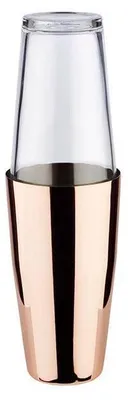 Produktbild von APS 93201 Boston Shaker, Ø 9 cm, Höhe 30 cm, Edelstahlbecher 700 ml, Glas 400 ml, Kupfer-Look
