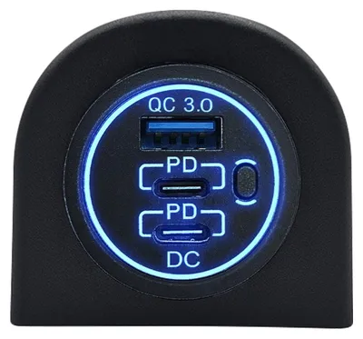Produktbild von ProRide USB/USB-C-Schnelllader 3 Ports QC3.0 18W Schalter 1-fach Aufbau