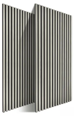 Zdjęcie produktu dla Panele akustyczne Relaxdays, zestaw 2 szt., 120 x 60 cm, izolacja akustyczna i okładzina ścienna, fornir dębowy, panele ścienne, jasnoszare