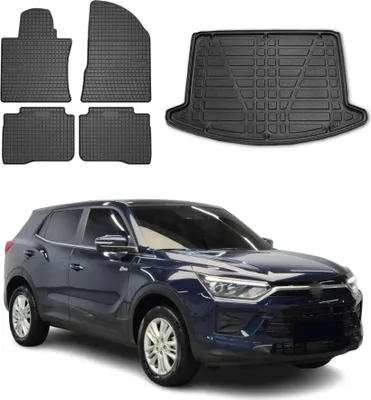 Obrázok produktu pre Sada podlahových rohoží a vložiek do kufra pre Ssangyong Korando 2020-2025 gumové čierne 5x