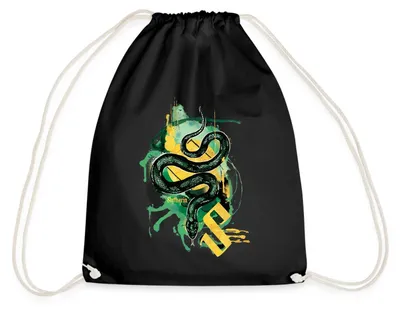 Produktbild von Spreadshirt Harry Potter Haus Slytherin Schlange Turnbeutel, One size, Schwarz