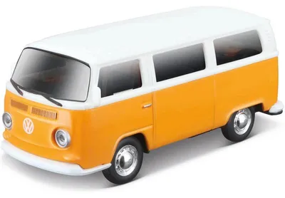 Productafbeelding van Maisto Volkswagen Type 2 Bus, modeljaar 1971, schaal 1:42, wit-oranje