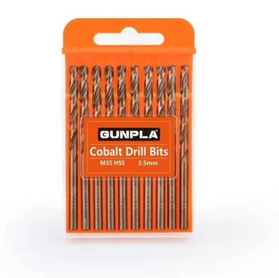 Obrázek produktu pro Sada spirálových vrtáků M35 HSS s obsahem kobaltu, 3,5 mm, 10 kusů, určená pro vrtání nerezové oceli, hliníku, tvrdého plastu a dřeva