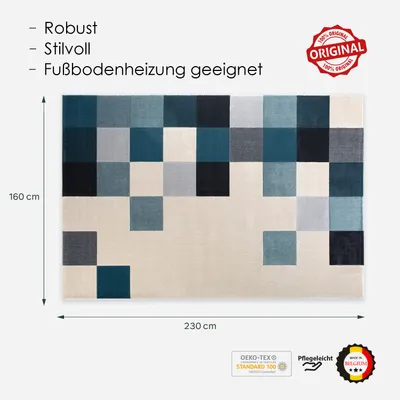 Produktbild von Kurzflorteppich YLVIE Beige-Blau, 160 x 230 cm